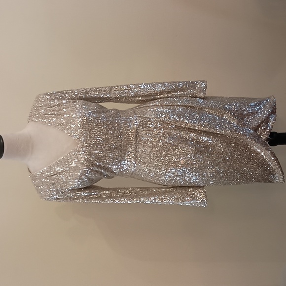 💥 Closet Closing Sale 💥 Calvin Klein Champagne Sparkle Dress Long Sleeve - Picture 1 of 8